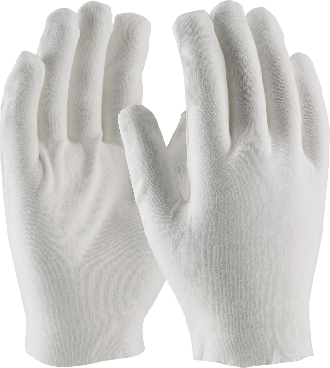 PIP 97-540 - CleanTeam Heavy Weight Cotton Lisle Inspection Glove w/ Unhemmed Cuff - Men's, 50 Dozen/Case (White)