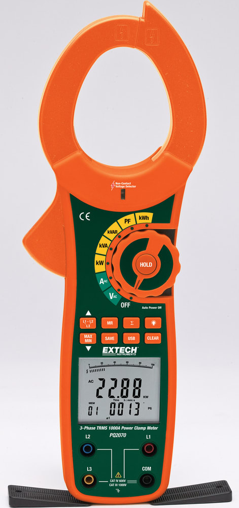 Extech PQ2070 1000A 3-Phase Power Quality Clamp Meter