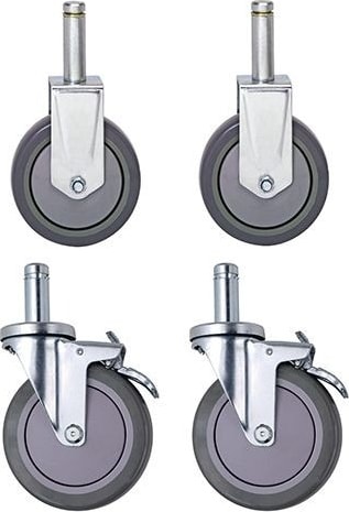 Quantum Storage Systems WR-SB2R2 - Two Swivel 5' x 1-1/4' Thermoplastic Resin Caster w/Brake, 2 Rigid