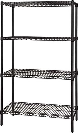 Quantum Storage Systems WR63-2472BK - Black Epoxy Wire Shelving Starter Kit, 24'W x 72'L x 63'H, 4 Shelves
