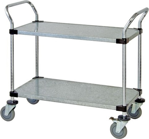 Quantum Storage Systems WRC-2436-2G - Galvanized Solid 2-Shelf Utility Cart, 24'W x 36'L x 37-1/2'H