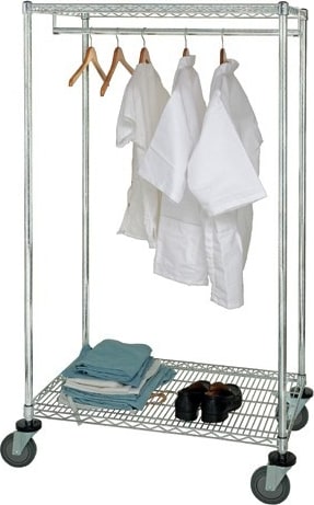 Quantum Storage Systems WRCGR-63-2436 - Mobile Wire Garment Rack w/Bottom Shelf, 24'W x 36'L x 69'H