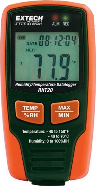 Extech RHT20 Temperature Dataloggers - Max Temperature: 158 F, Min Temperature: -40 F, Power Source: Battery