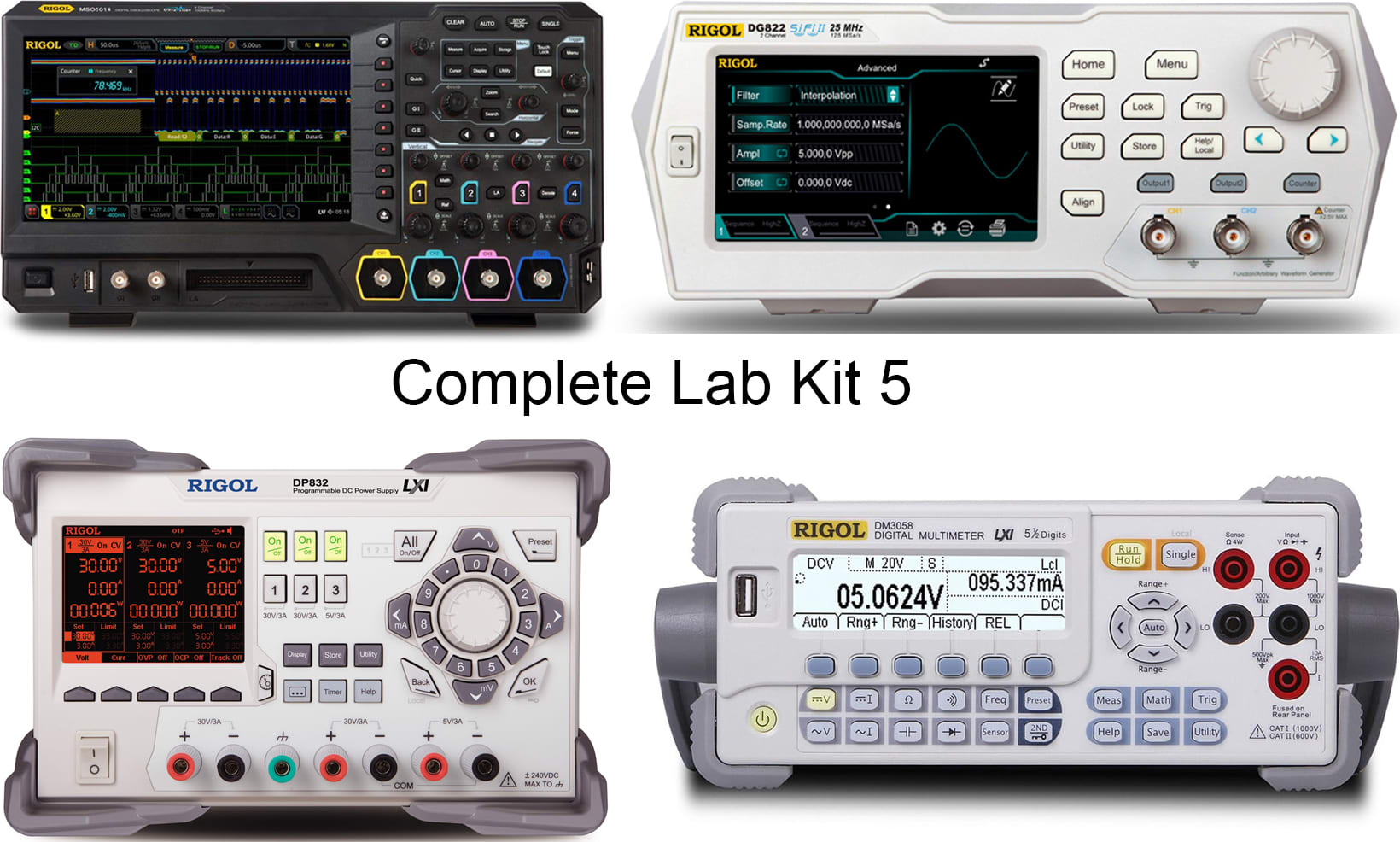 Rigol Complete Lab 5 - Includes MSO5104, DG822, DP832 and DM3058E