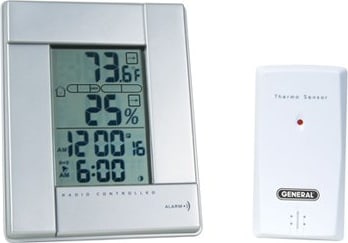 General RMR383HGA Wireless Atomic Clock with Remote T/H Sensor