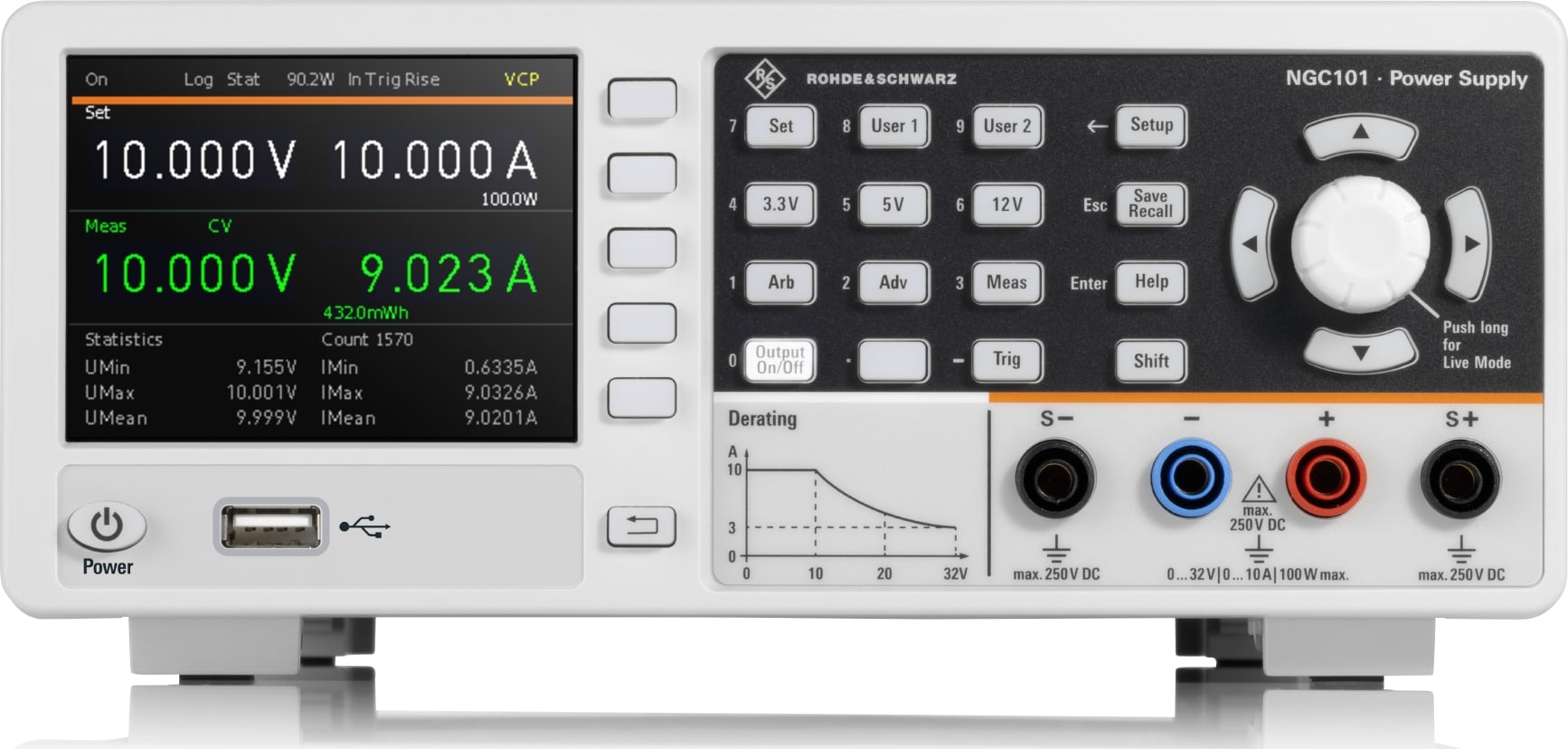 Rohde & Schwarz NGC101 - Single-Channel DC Power Supply (32V, 10A, 100W, USB/LAN)