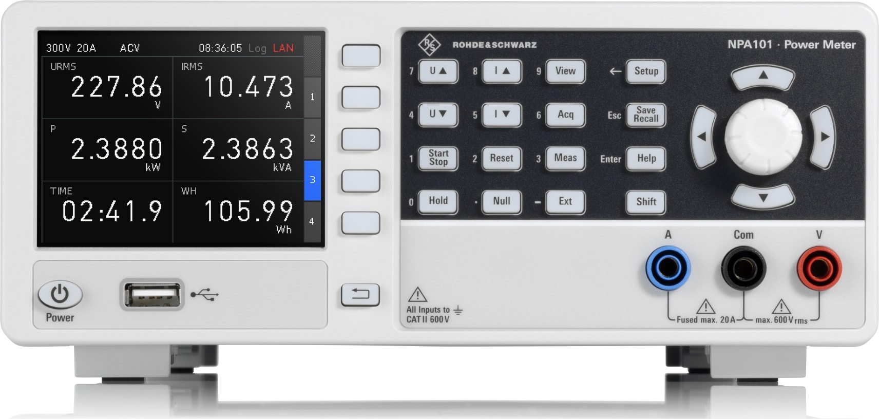 Rohde & Schwarz NPA101 - Power Meter (DC to 100 kHz, 600 V, 20 A, 50 uW to 12 kW, Logging, USB/LAN)