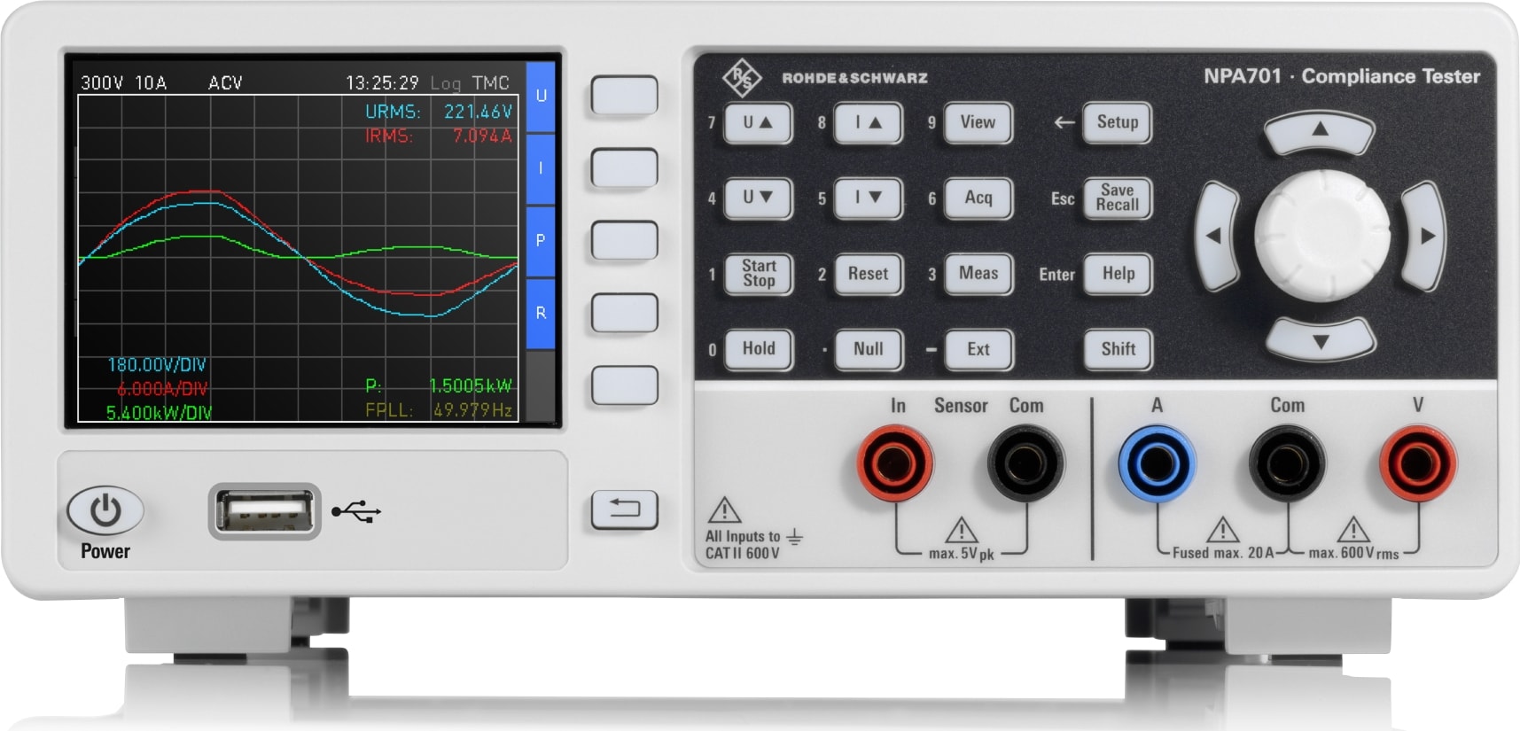 Rohde & Schwarz NPA701 - Compliance Tester (DC to 100 kHz, 600 V, 20 A, 50 uW to 12 kW, EC 62301, EN 50564, EN 61000-3-2, USB/LAN)
