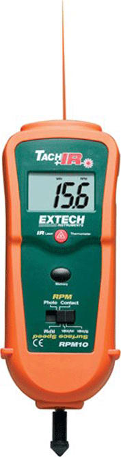 Extech RPM10 Tachometers - Detection Type: Contact, Display (Tachometer): LCD, Style of Tachometer: Handheld