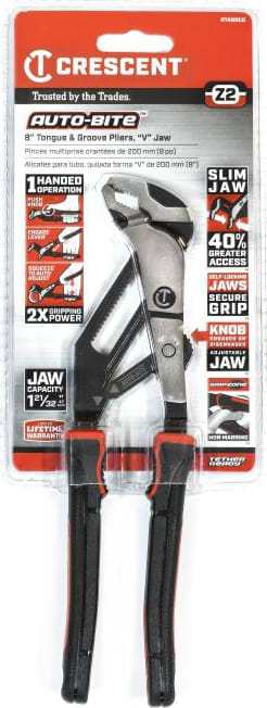 Crescent RTAB8CG - Tongue and Groove Plier, 8', Auto-bite, Alloy Steel, RTAB Series