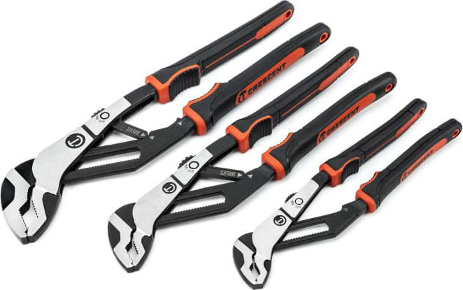 Crescent RTABCGSET3 - Tongue and Groove Plier Set, 3pc, 8', 10', 12', Auto-bite, Alloy Steel, RTAB Series