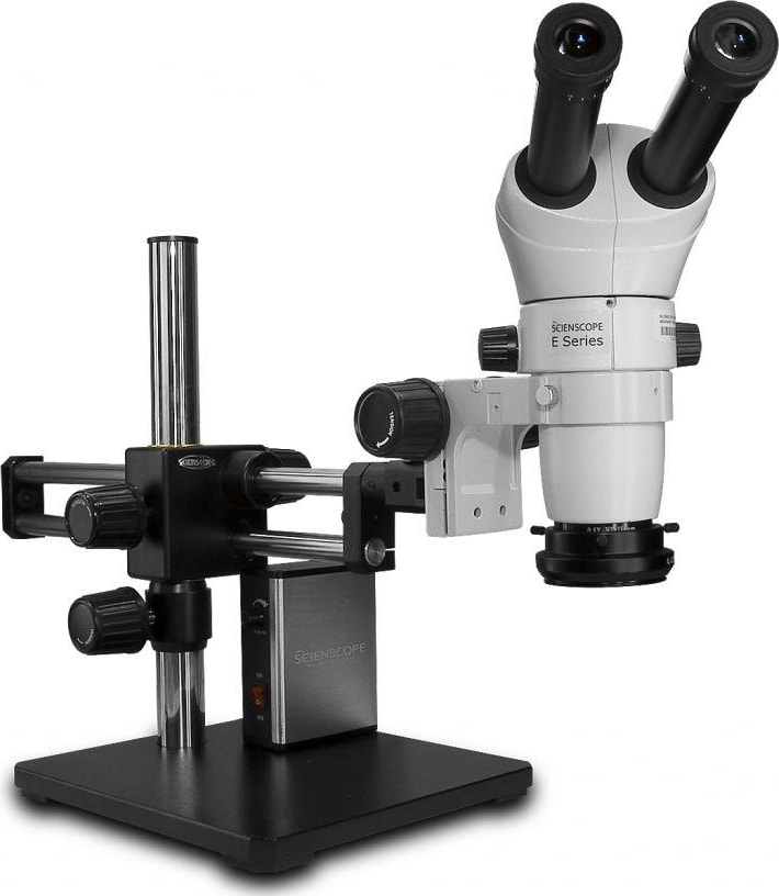 Scienscope CMO-PK5-LED-D E-Series 20° Inclination Head on 'Dual Arm Boom Stand' with LED Ring Light