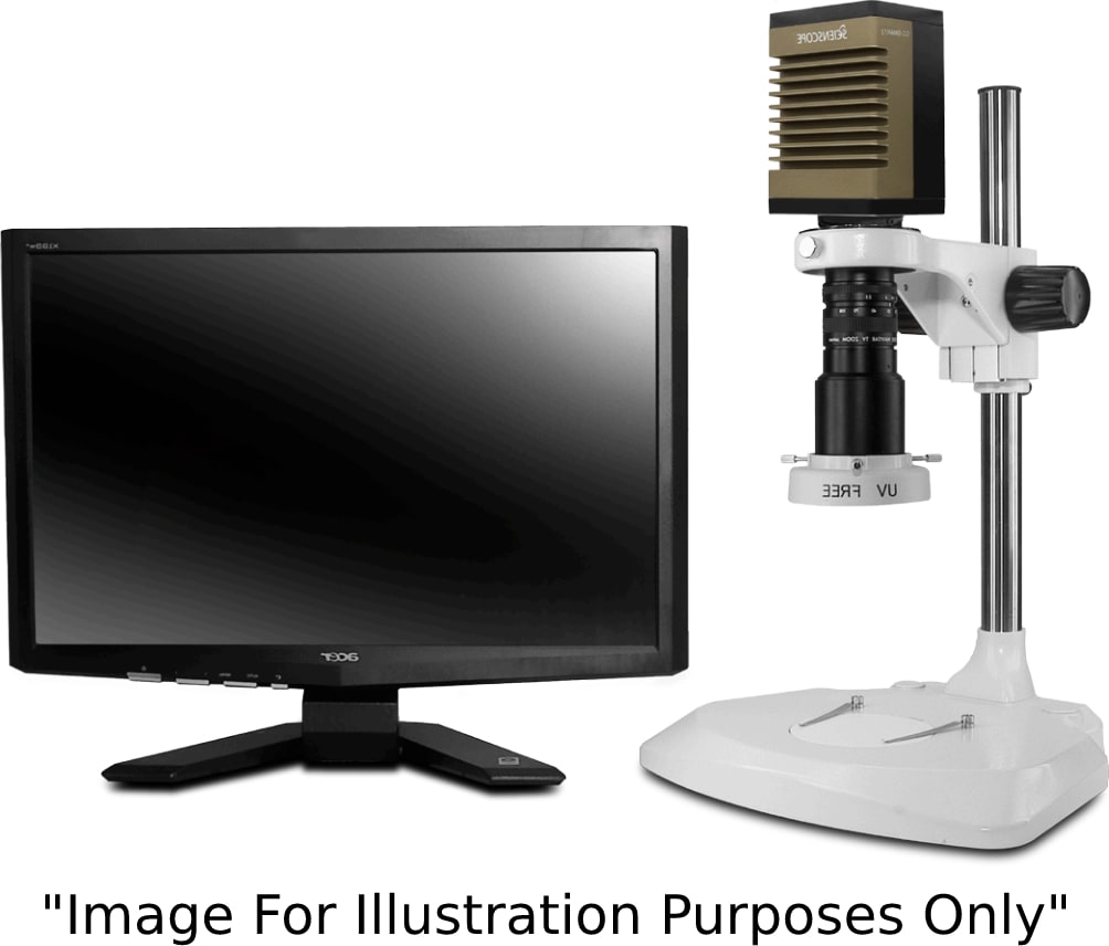 Scienscope MAC-PK1-4KSC-E2D-AF - MACRO Video Zoom Optics On Post Stand With Diffused Quadrant Compact LED Ring Light