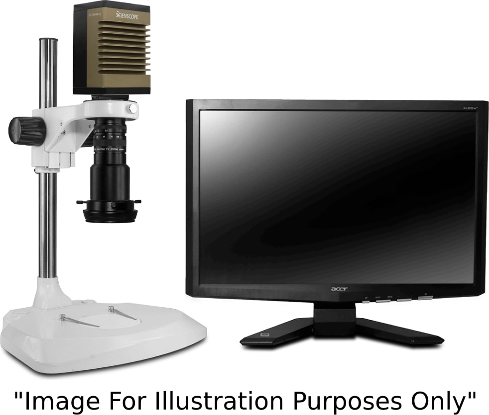 Scienscope MAC-PK1-4KSC-R3-AF - MACRO Video Zoom Optics On Extended Post Stand w/ High Intensity LED Ring Light with Polarizer