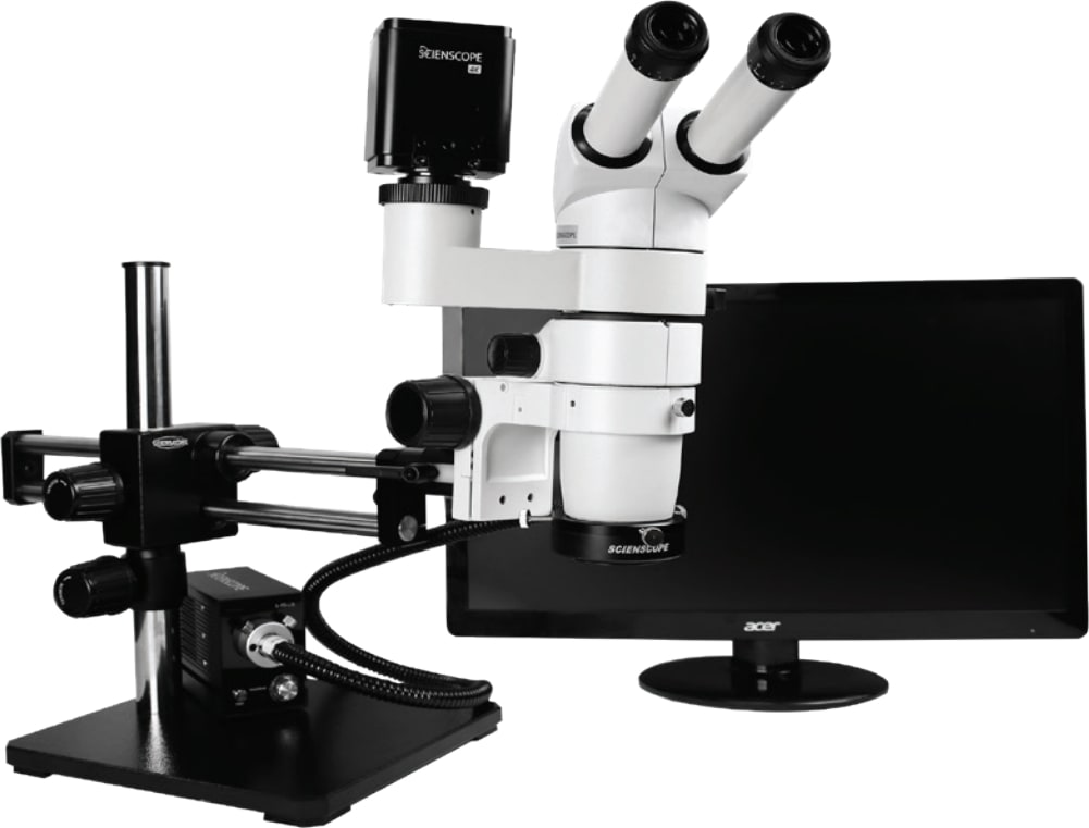 Scienscope CMO-PK12-AN - E-Series 20° Binocular Head and Dual LED Illuminator with Fiber Optic Annular Ring Light