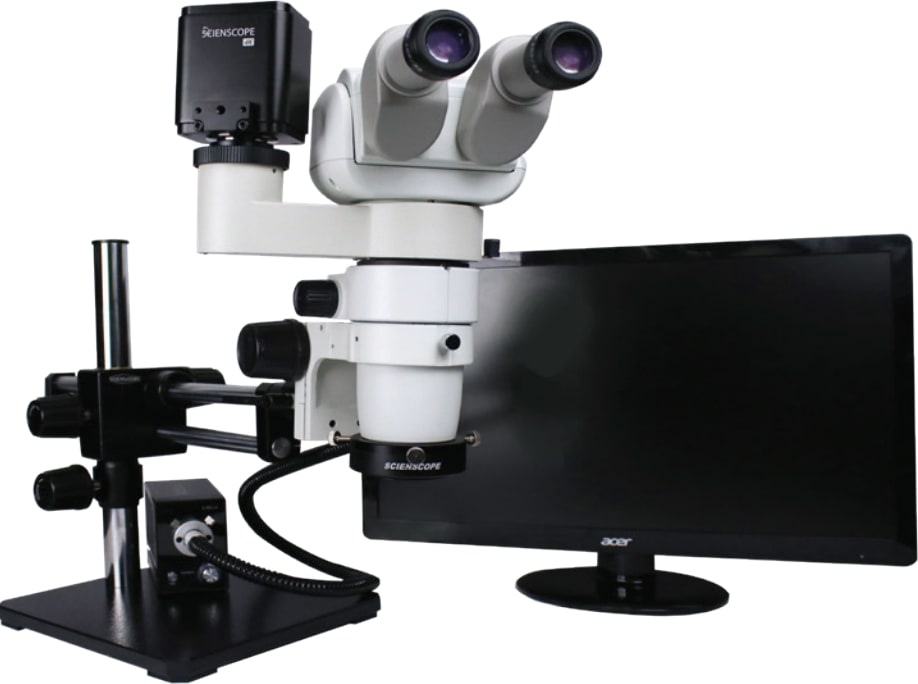 Scienscope CMO-PK12-E1-E - E-Series 40° Binocular Head and Quadrant Compact LED Ring Light