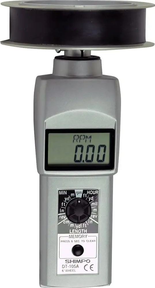 Shimpo DT-105A-12CBL - LCD Contact Tachometer with Included 12” Contact Wheel