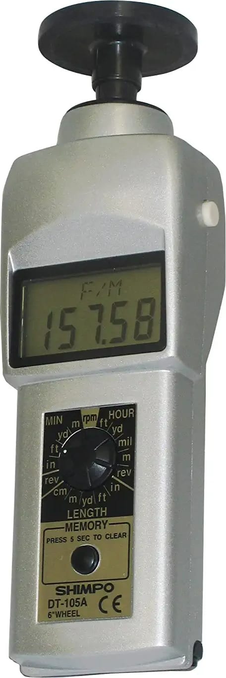 Shimpo DT-105A - LCD Contact Tachometer with Included 6” Contact Wheel