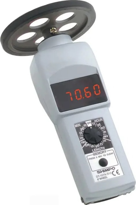 Shimpo DT-107A-S12 - LED Contact Tachometer with Included 12” Contact Wheel