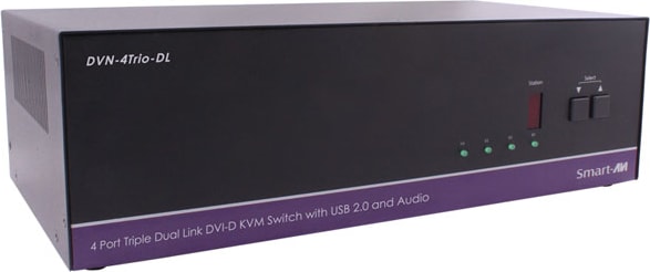 Smart-AVI DVN-4Trio-DLS - 4-Port Dual-Link KVM Triple Display DVI-D Switch with USB 2.0 Sharing
