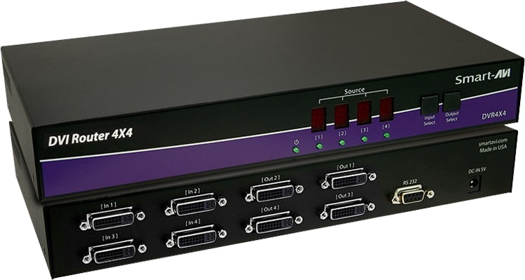 Smart-AVI DVR4X4S - 4 x 4 Non-Blocking Single-Link DVI-D Matrix Switch