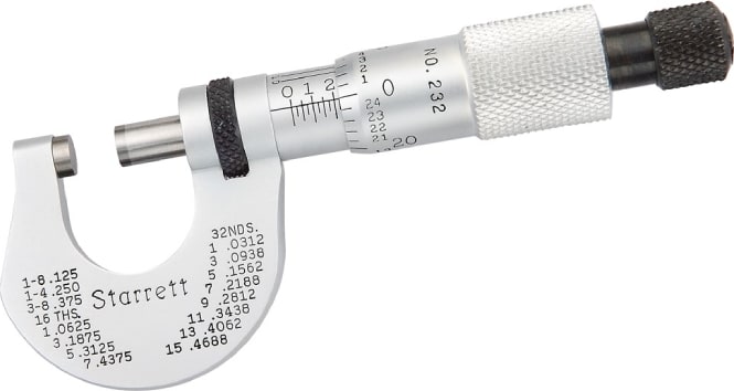 Starrett T232XRL - Outside Micrometer (0-1/2in Range, 0.0001in Graduations)