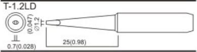 Quick T-1.2LD - Long Chisel Soldering Tip (1.2mm, 25mm Length)