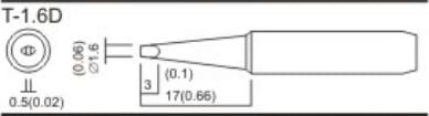 Quick T-1.6D - Chisel Soldering Tip (1.6mm, 17mm Length)
