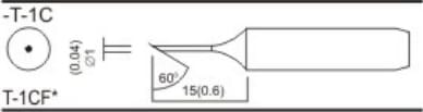 Quick T-1C - Bevel Soldering Tip (1mm, 17mm Length)