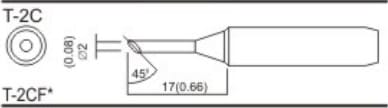 Quick T-2C - Bevel Soldering Tip (2mm, 17mm Length)