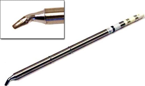 Hakko T15-JD16 - T15 Series Soldering Tip, Bent Chisel, 1.6mm/30° x 6mm x 4.5mm