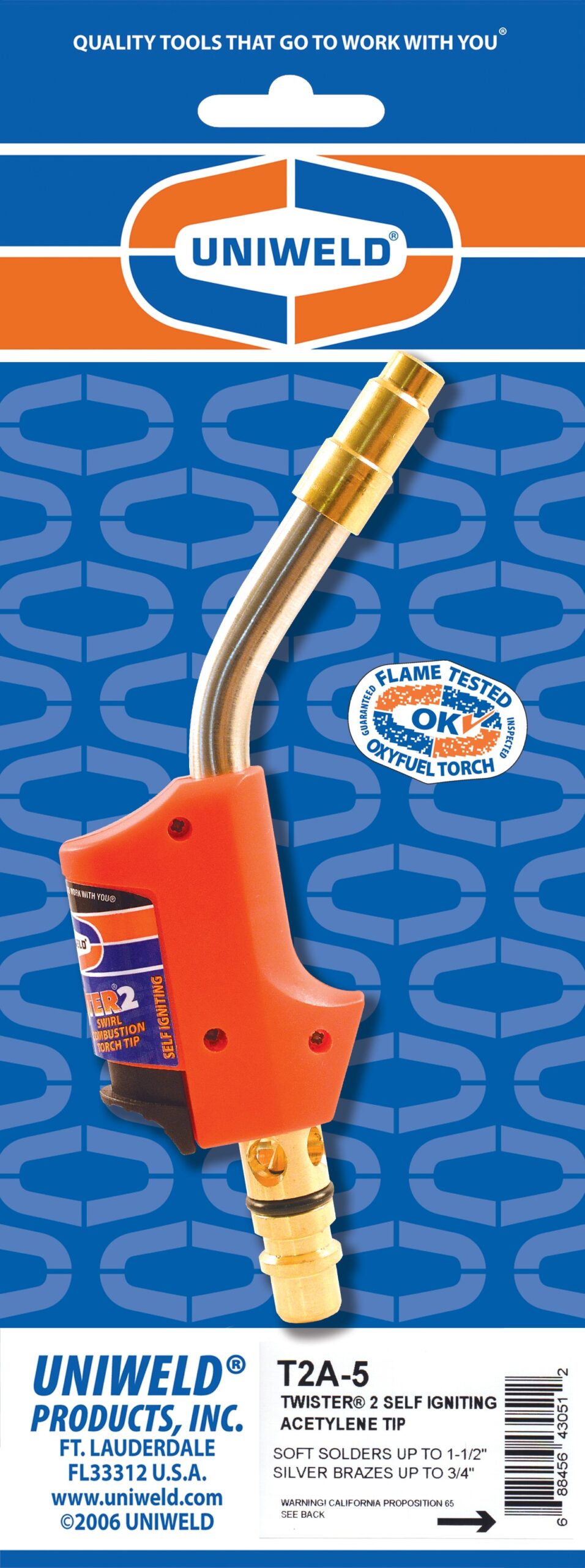 Uniweld T2A-5 - Twister 2 Tip, Acetylene, Solder 0.75-1.5in Brazing 0.25-0.75in