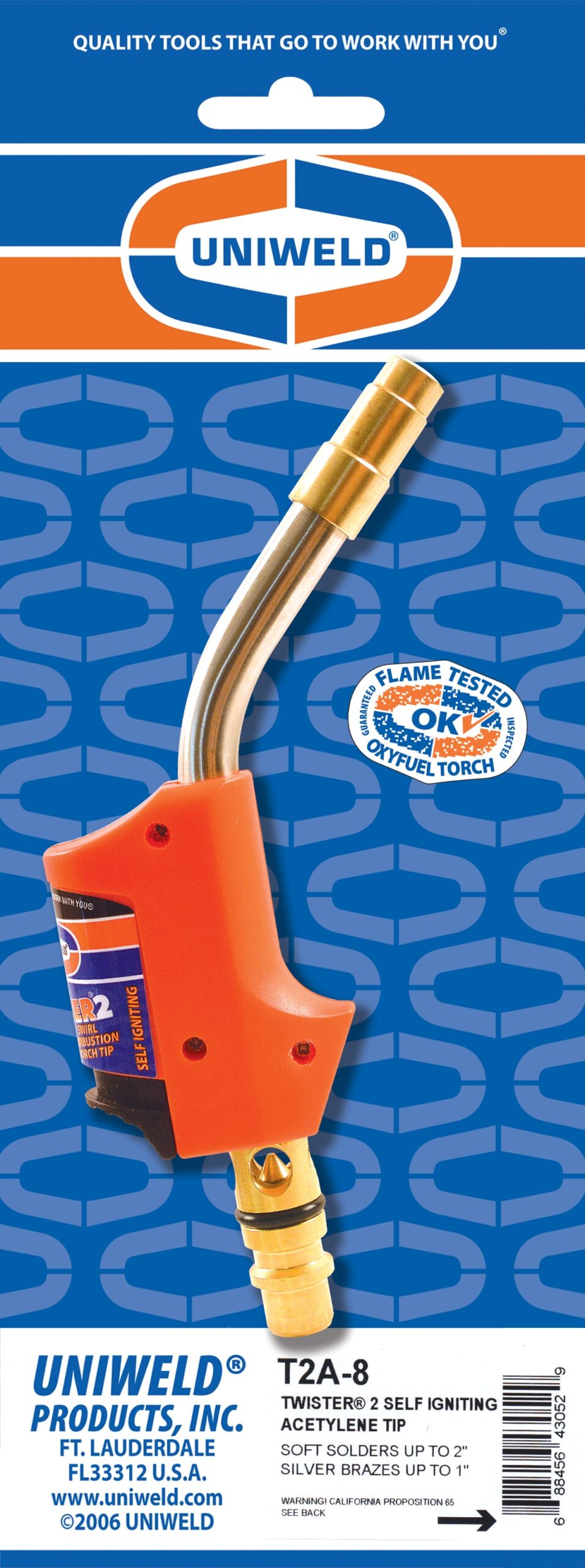 Uniweld T2A-8 - Twister 2 Tip, Acetylene, Solder 1-2in Brazing 0.5-1in