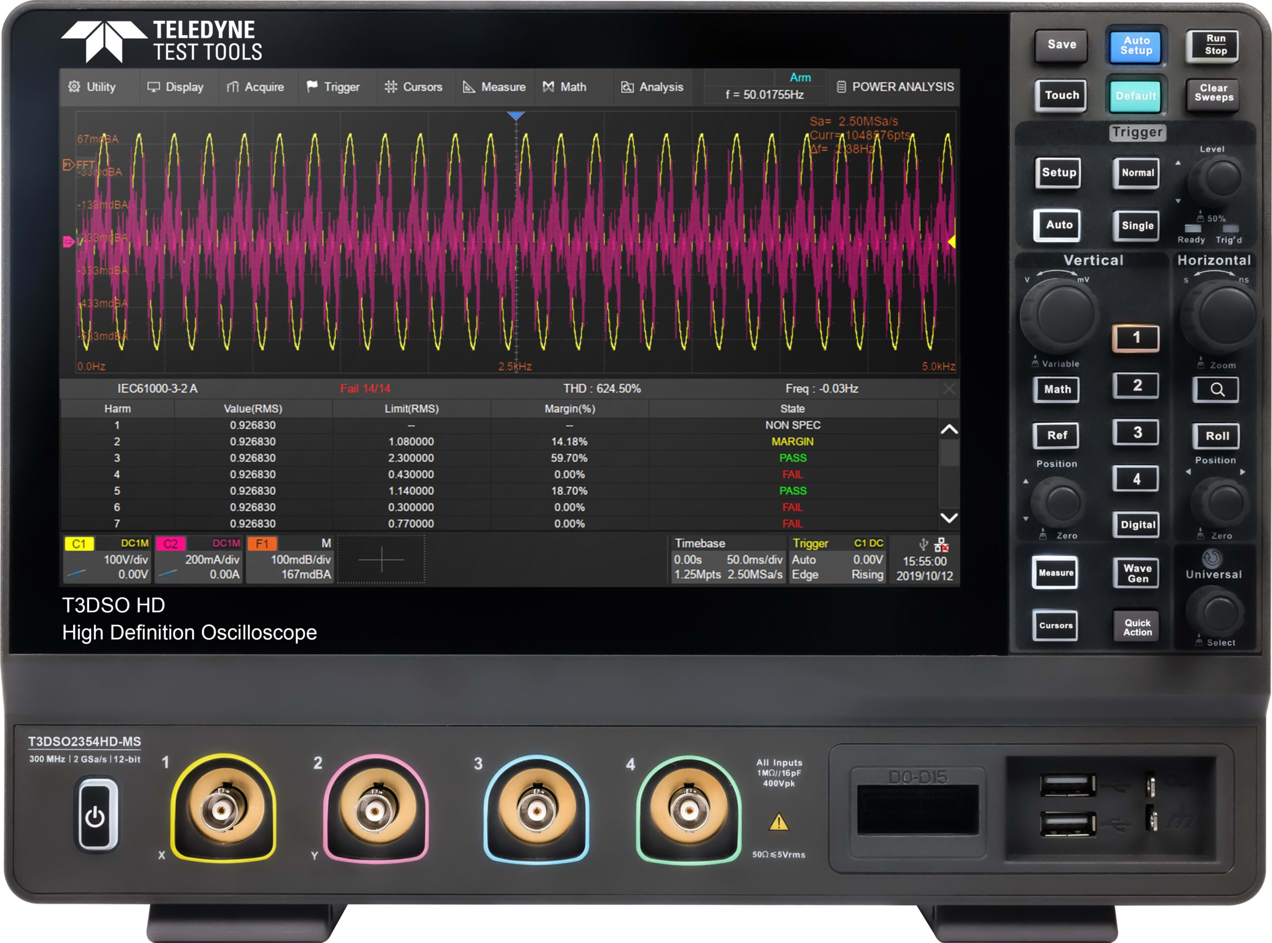 Teledyne Test Tools T3DSO2354HD-MS - Digital Oscilloscope (4 Analog Channels/16 Digital Channels/350 MHz)