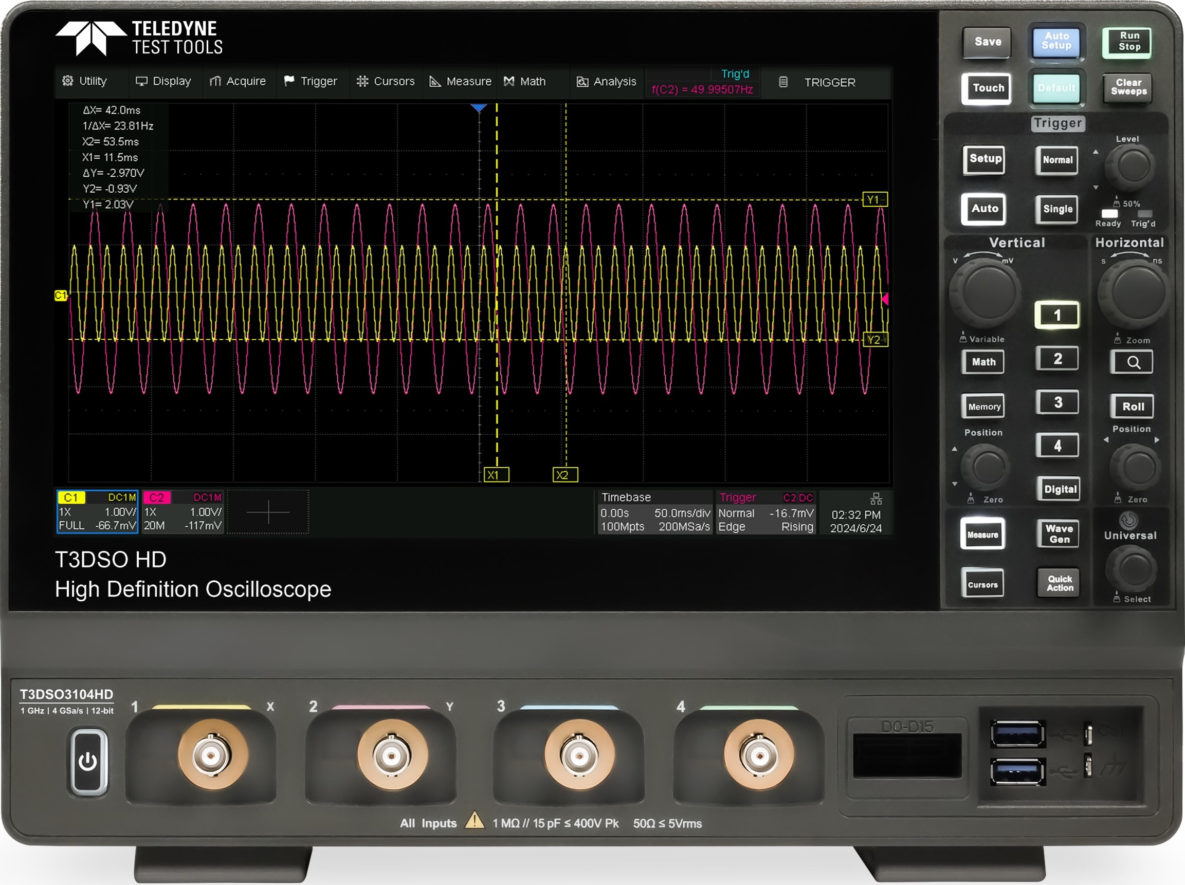 Teledyne Test Tools T3DSO3024HD - Digital Oscilloscope (4 Channels/200 MHz)