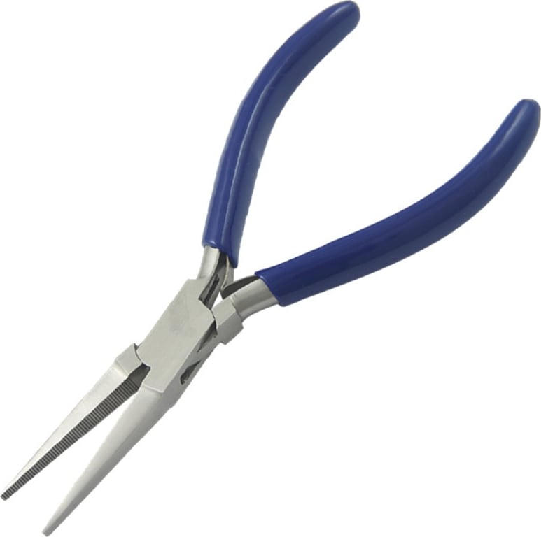 Techni-Pro PLR-129-B - Pliers, Long Nose, Flat, 5.5' OAL, Serrated Jaw, PVC Handle, Stainless Steel