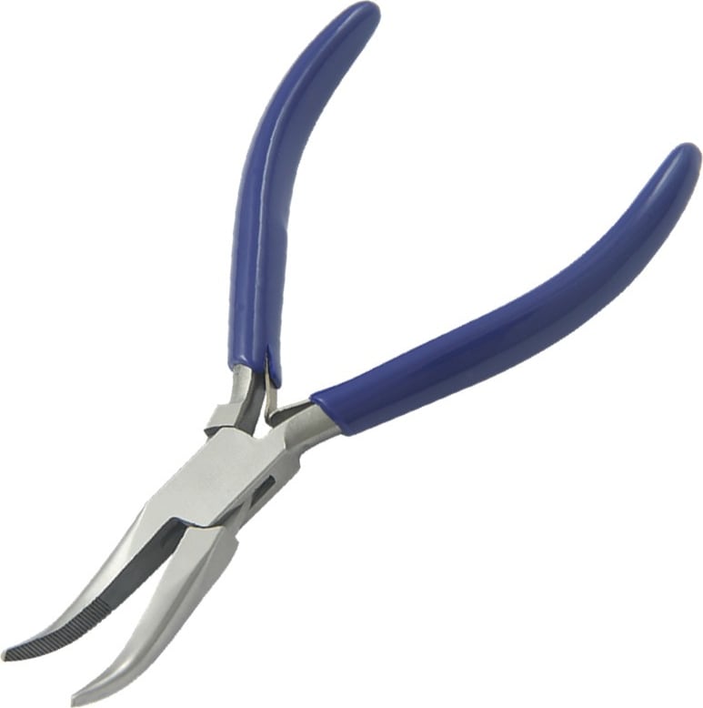 Techni-Pro PLR-131-B - Pliers, Curved Chain Nose, 5.5' OAL, Serrated Jaw, PVC Handle, Stainless Steel