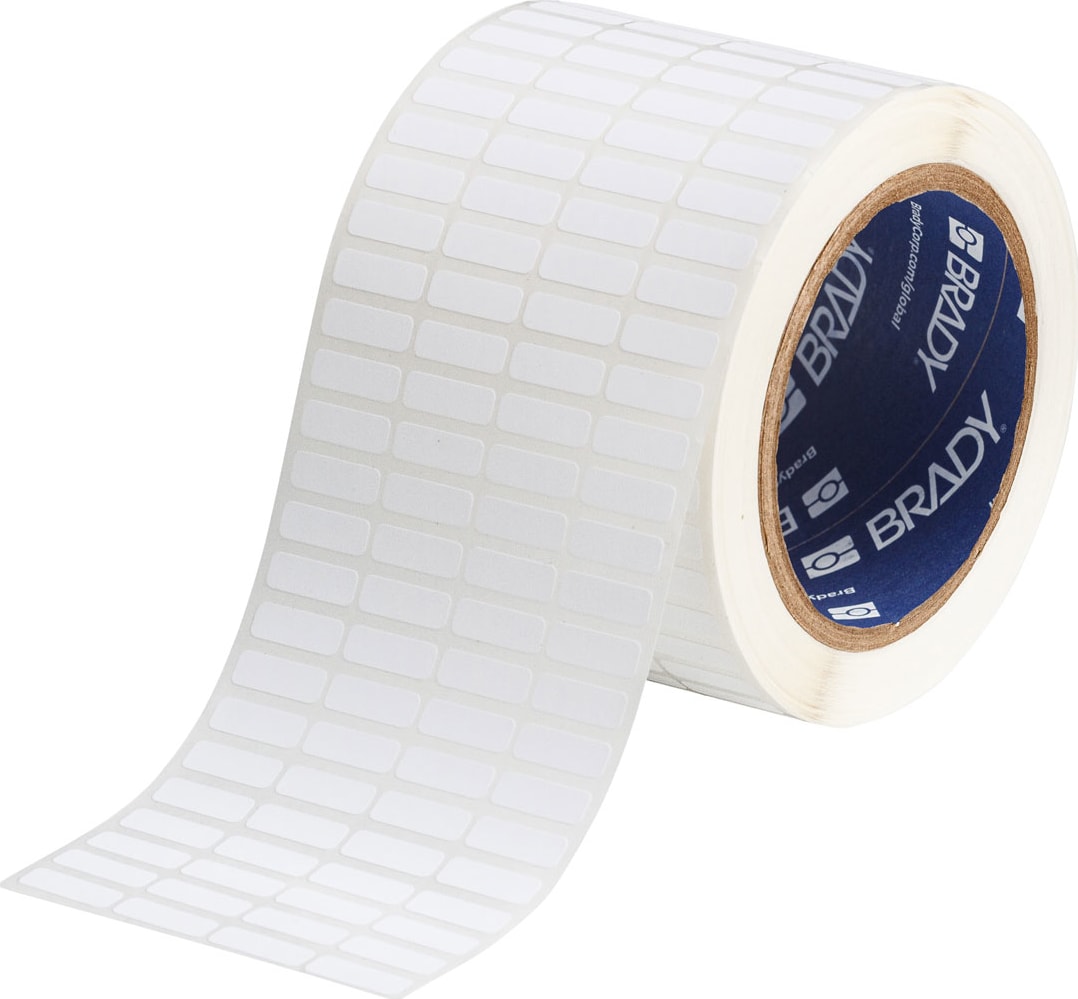 Brady THT-1-8459-10 - Polyester Labels, Matte Finish, 3' Core, 0.25' X 0.75', White, 10000 Labels/Roll