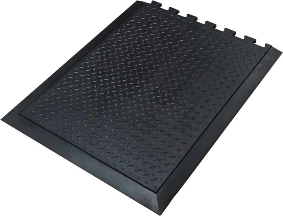 Transforming Technologies FM9E - ComfortTREAD Diamond-Plate Anti-Fatigue ESD Mat, Interlocking End Piece