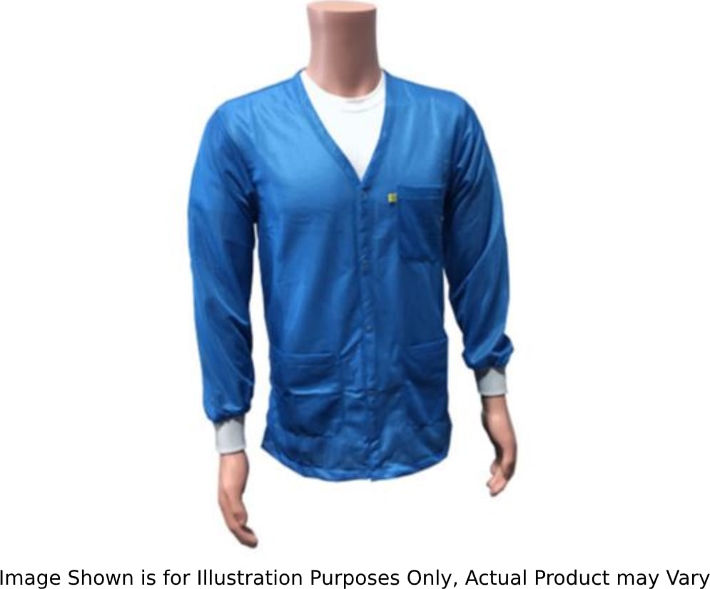 Transforming Technologies JKV9029SPBK - ESD Jacket, 3/4ths Length, V-Neck, Snap Cuff, 5X-Large (Black)