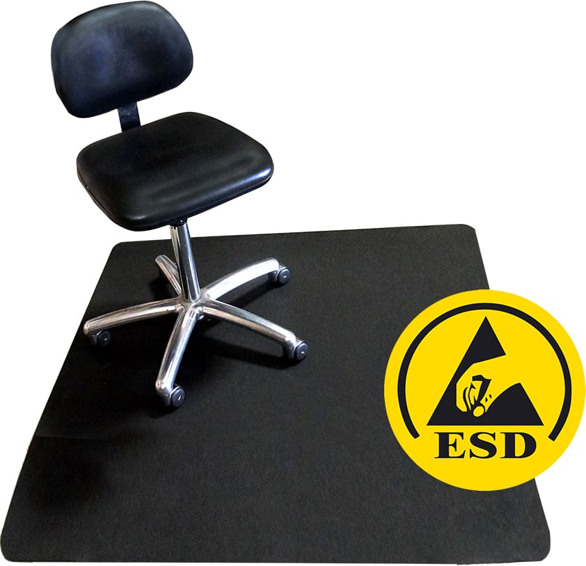 Transforming Technologies FM74X50 - Conductive Vinyl Chair Mat, Full Roll, 48' x 50' (Black)