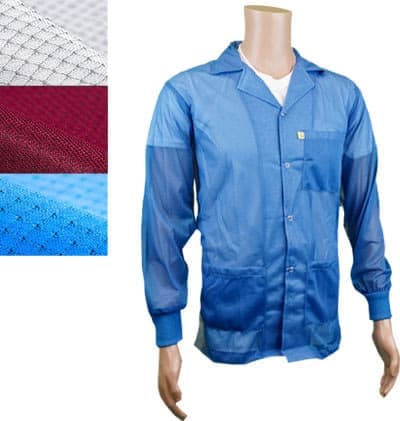 Transforming Technologies JKC8804LB - ESD Jacket, Lapel Collar, Knit Cuff, Large (Light Blue)