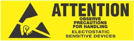 Transforming Technologies LB9030 - ESD Label 'Attention Observe Precautions for Handling Electrostatic Devices', 5/8' x 2'