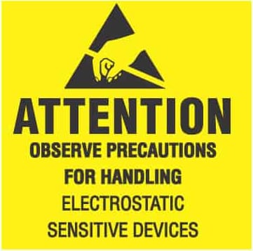 Transforming Technologies LB9080 - ESD Label 'Attention Observe Precautions for Handling Electrostatic Sensitive Devices', 2'x2'