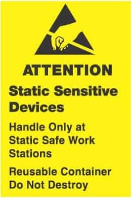 Transforming Technologies LB9140 - ESD Warning Label 'Attention Static Sensitive Devices', 1-3/4 x 2-1/2'