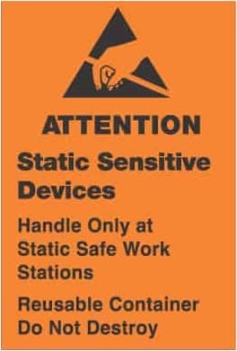 Transforming Technologies LB9142 - Attention Static Sensitive Devices ESD Warning Label, Removable, 4 x 4, 500 Labels/Roll