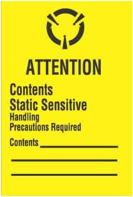 Transforming Technologies LB9180 - Attention Static Sensitive Devices ESD Warning Label, 1-3/4 x 2-1/2 (Yellow)