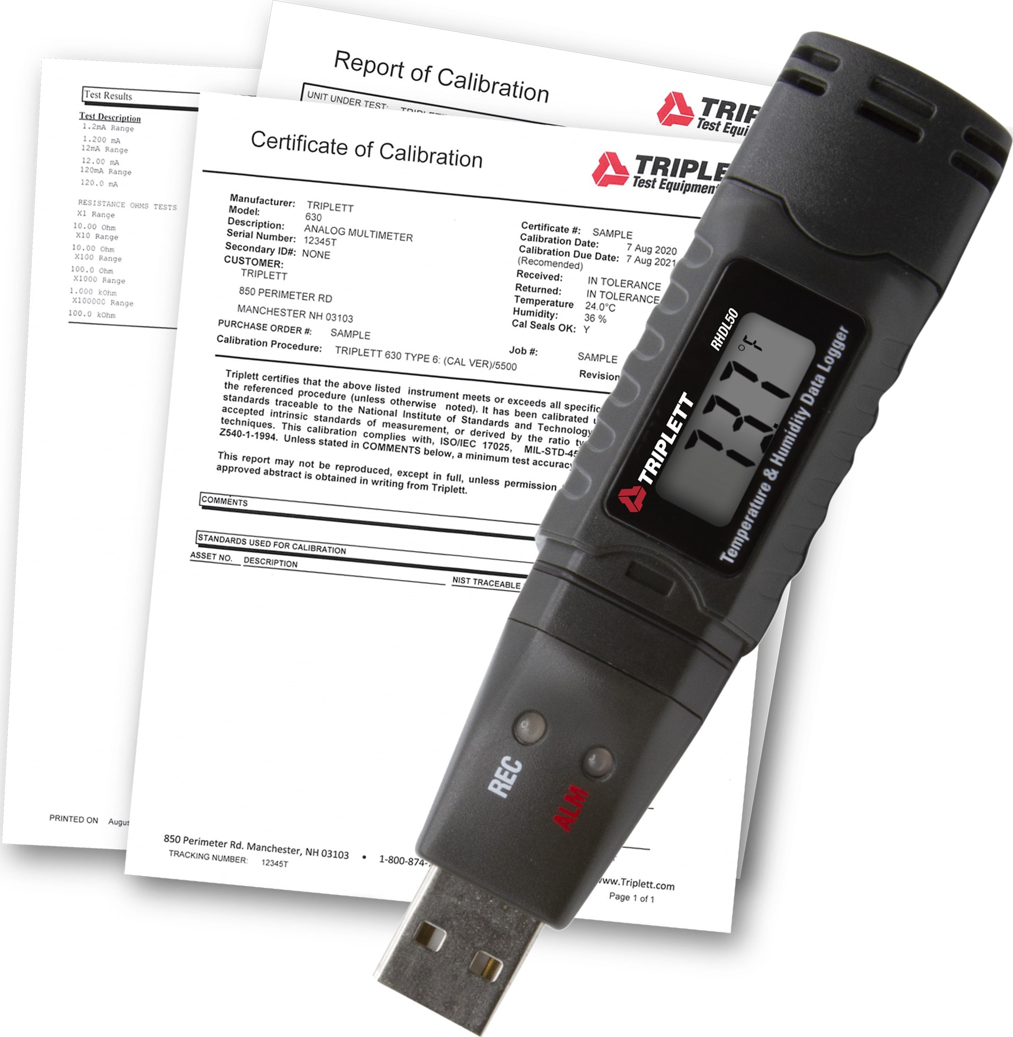 Triplett RHDL50-NIST - USB Temperature and Humidity Datalogger with Certificate of Traceability to N.I.S.T.
