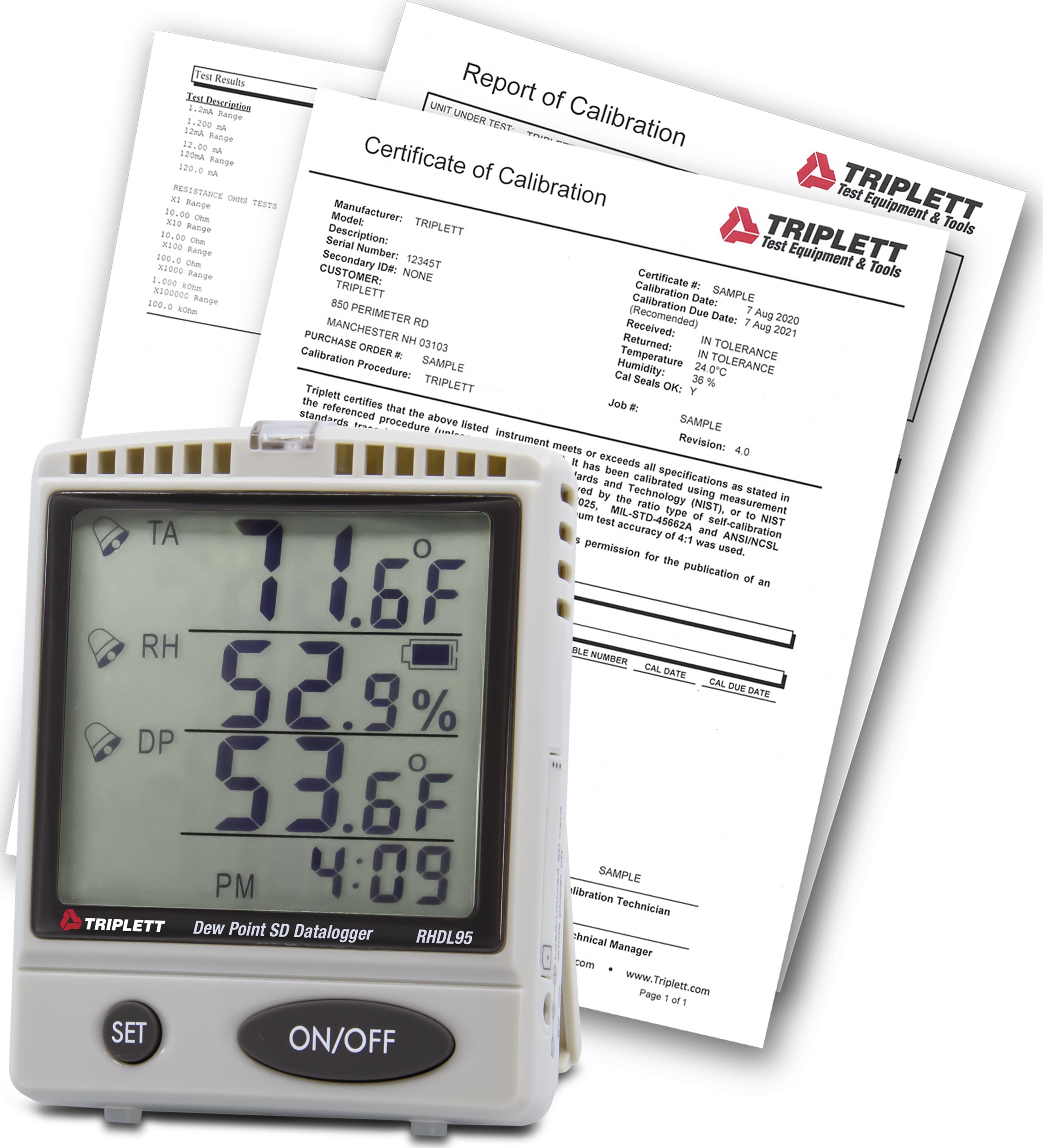 Triplett RHDL95-NIST - RHDL95 Monitor/Datalogger Including Certificate of Traceability to NIST