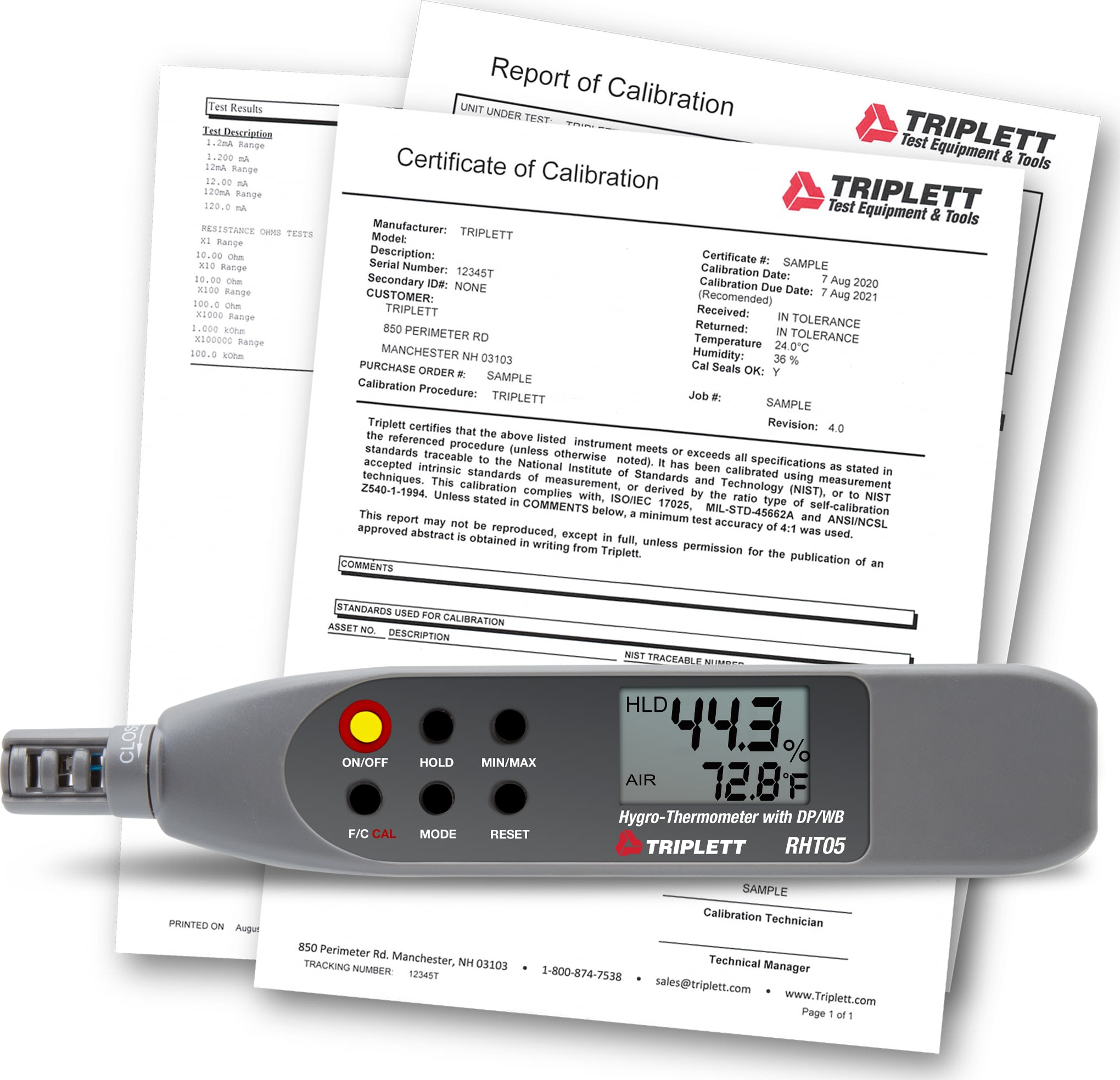 Triplett RHT05-NIST - Hygro-Thermometer Pen with Dew Point and Wetbulb and NIST Certificate